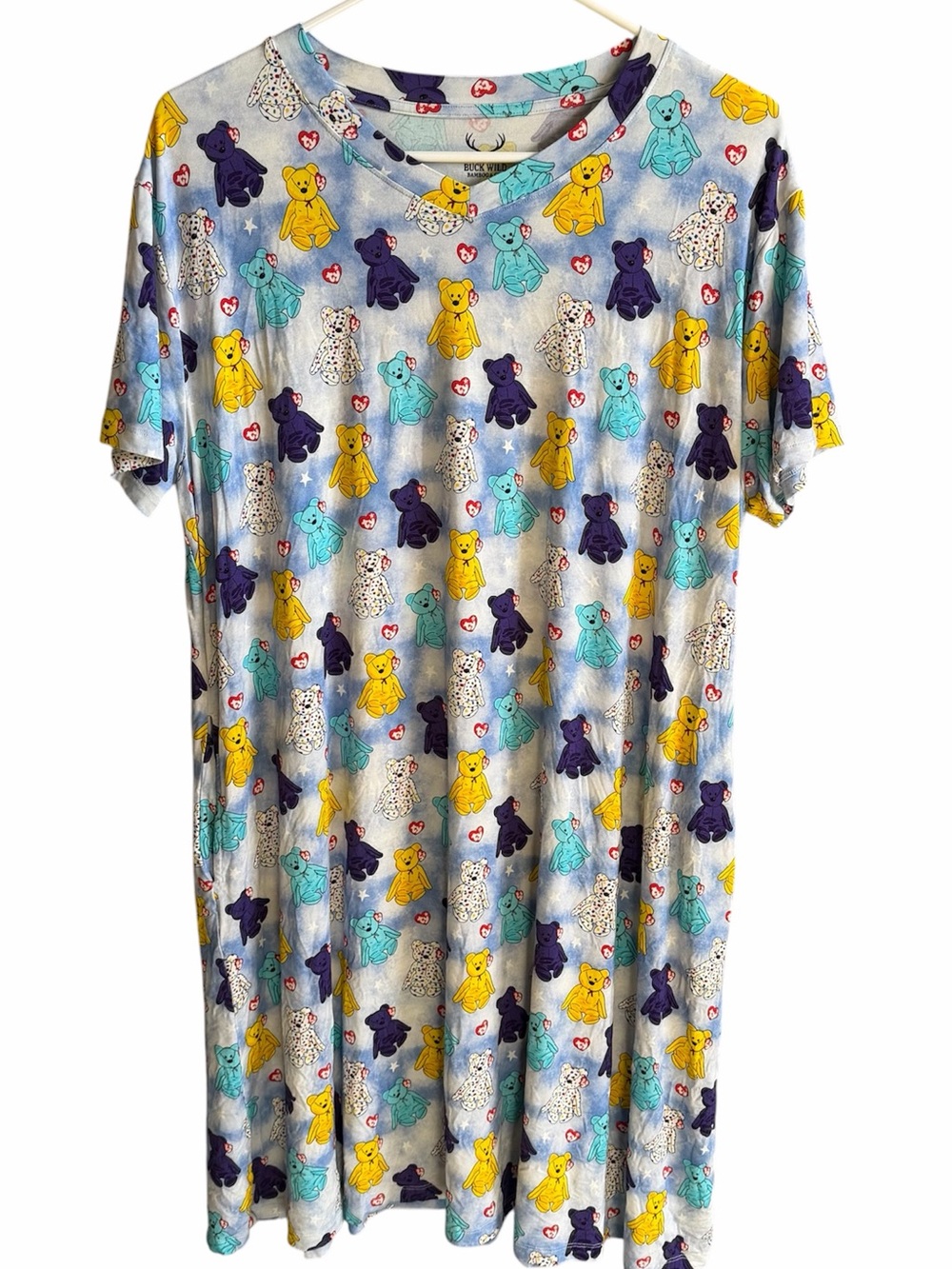Buck wild bamboo TY beanie baby bears print bamboo short sleeve nightgown Small